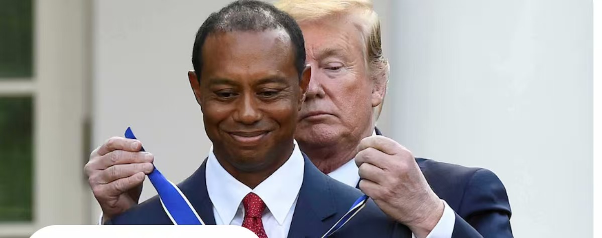 ﻿US President Donald Trump awards Presidential Medal of Freedom to golfer Tiger Woods